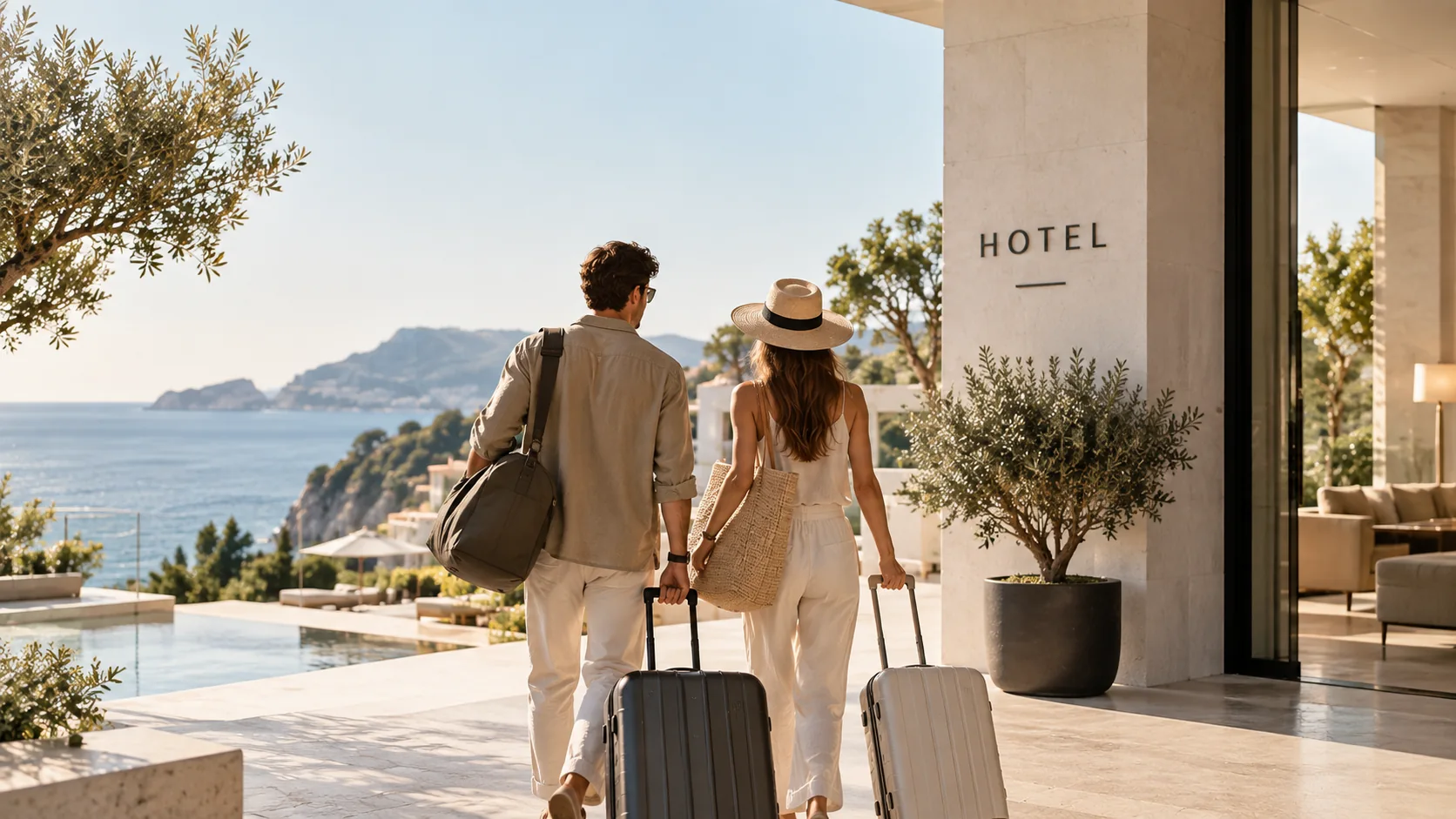  viajeros cambiando de hotel durante sus vacaciones